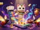 Join the excitement at ko6689 with a vibrant casino scene featuring a mummy cat and glowing scarab.
