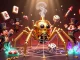Engage with GG88's dynamic gaming scene featuring a steampunk spider capturing dice amidst vibrant casino elements.