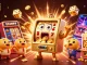 Experience the thrill of Ee88 as cartoon slot machines hit jackpots and coins pour out.