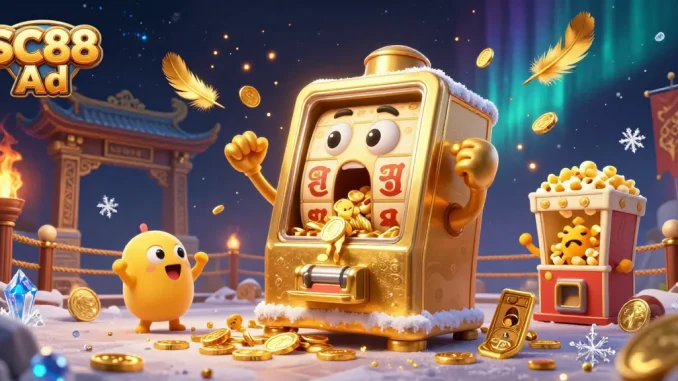 Spin the reels of the SC88 Ad slot machine for a chance to win big as coins cascade.