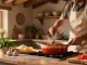 Delicious Italian Food being prepared in a rustic kitchen with fresh ingredients.
