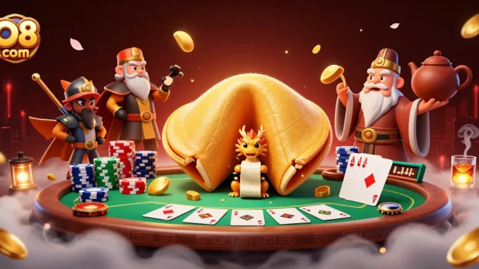 Experience thrilling gameplay with O8 com, featuring unique characters in a vibrant casino scene.