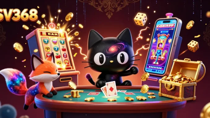 Experience thrilling victories with SV368 at a cosmic casino featuring unique characters and vibrant game elements.