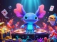 Engage with giải mã nhà cái in this vibrant 3D scene featuring an energetic axolotl DJ and colorful underwater treasures.