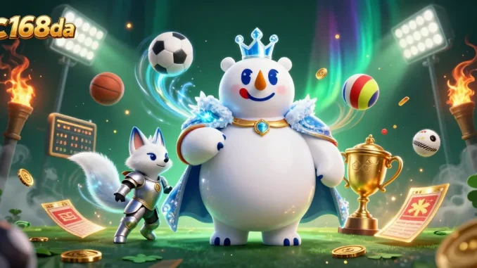Experience thrilling sports action with c168da featuring a dynamic 3D scene of a polar bear and fox.