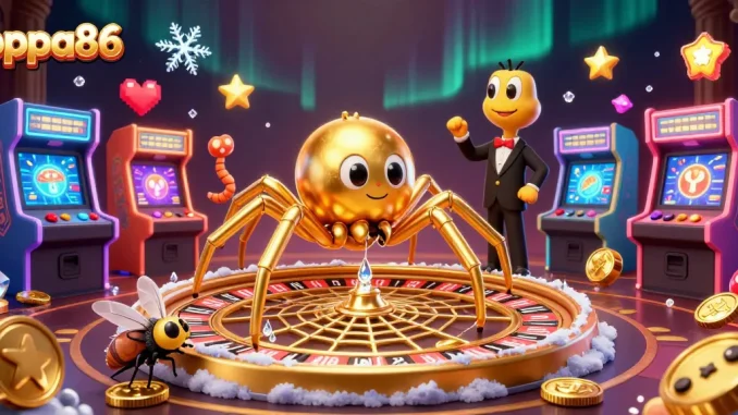 Join the excitement with oppa86's dynamic casino scene featuring a golden spider and unique characters!