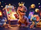 Engage with gmnc's interactive casino experience featuring a T-Rex shuffling cards and a triceratops stacking chips.
