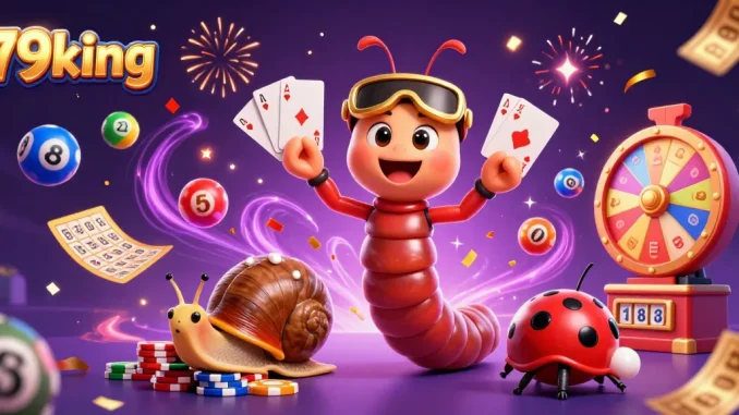 Experience the excitement at 79king with a vibrant scene of gambling characters and action.