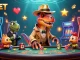 Experience thrilling gameplay with USBET as a velociraptor card counter sneaks chips at a casino table.