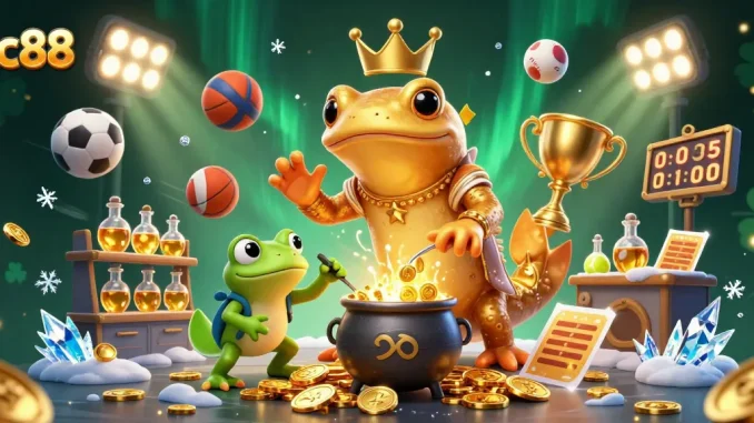 Experience thrilling gaming at lc88 with gold coins, dynamic sports balls, and magical characters.
