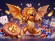 Experience the excitement of playing slot online with a vibrant 3D fantasy scene of a chimera and treasures.